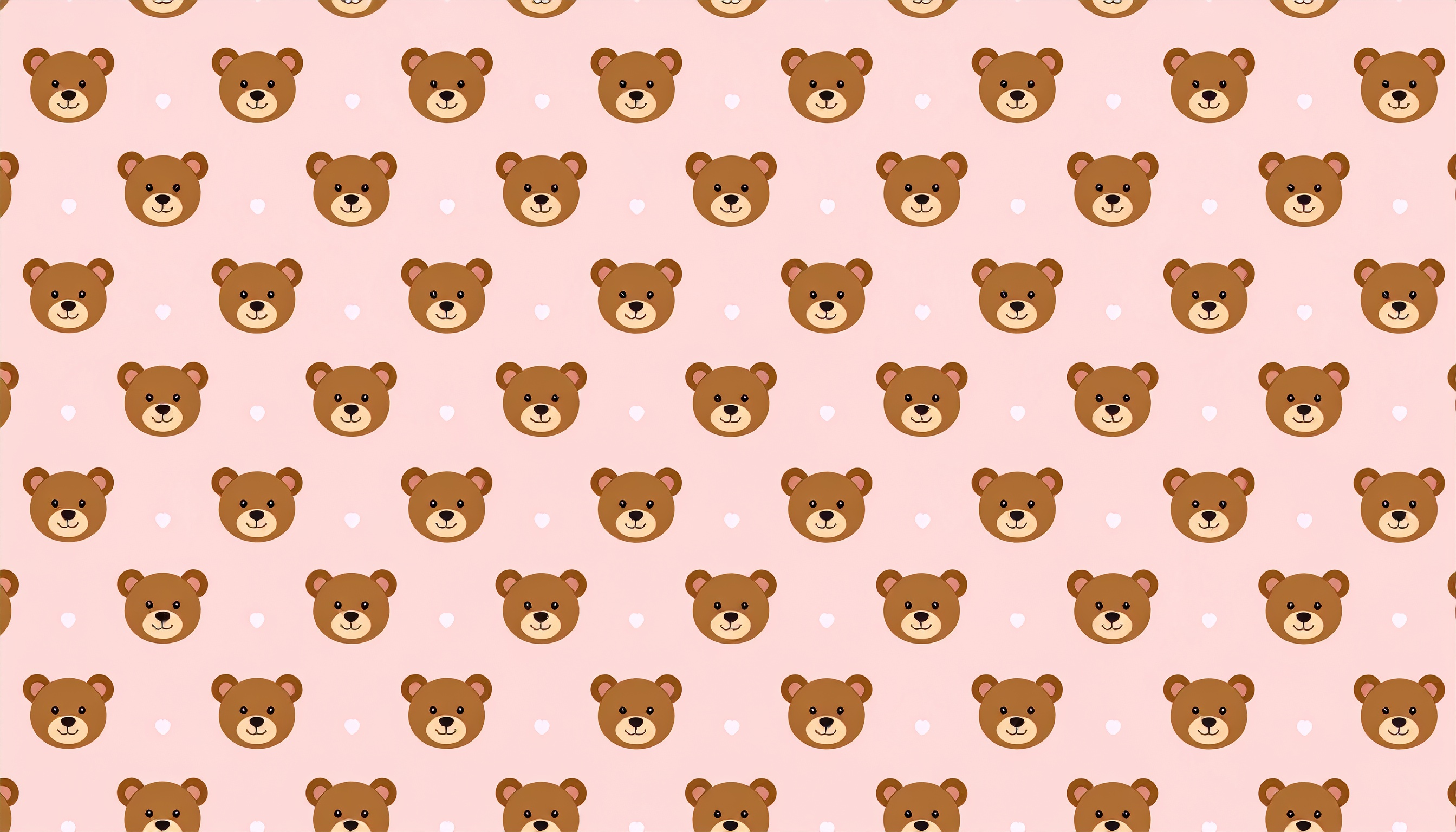 テディベアの顔のパターン背景イラスト（ピンク）