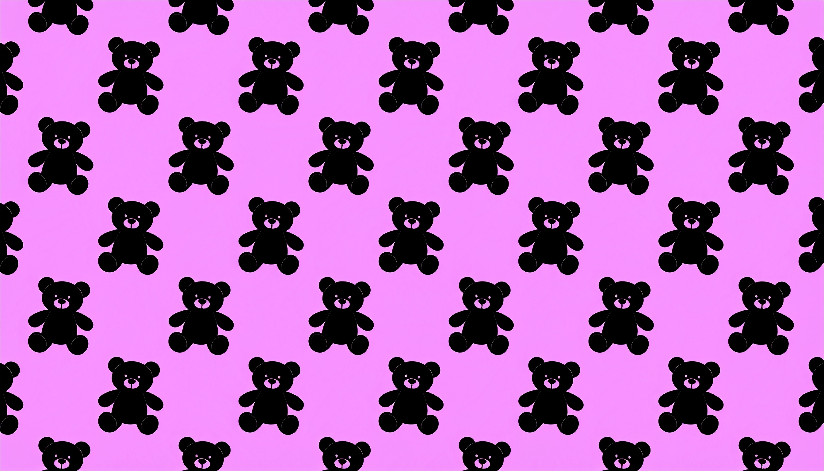 テディベアのパターン背景イラスト（黒とピンク）