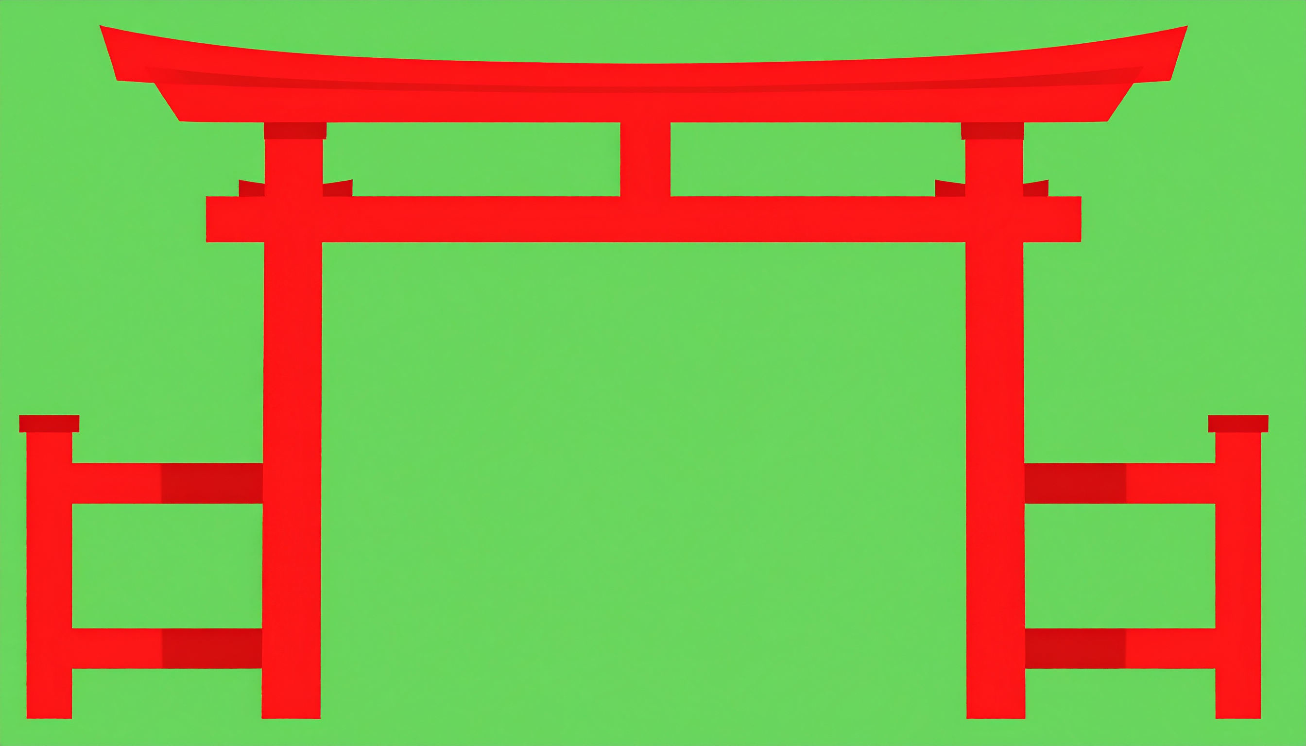 シンプルな鳥居の背景イラスト（緑）