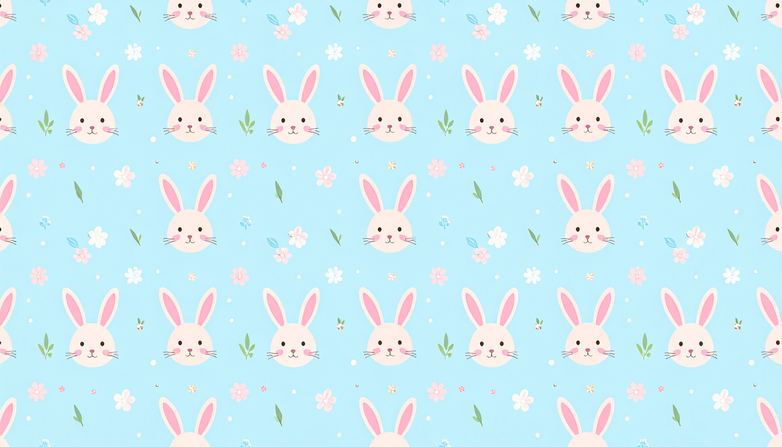 うさぎとお花のかわいい背景イラスト（水色）