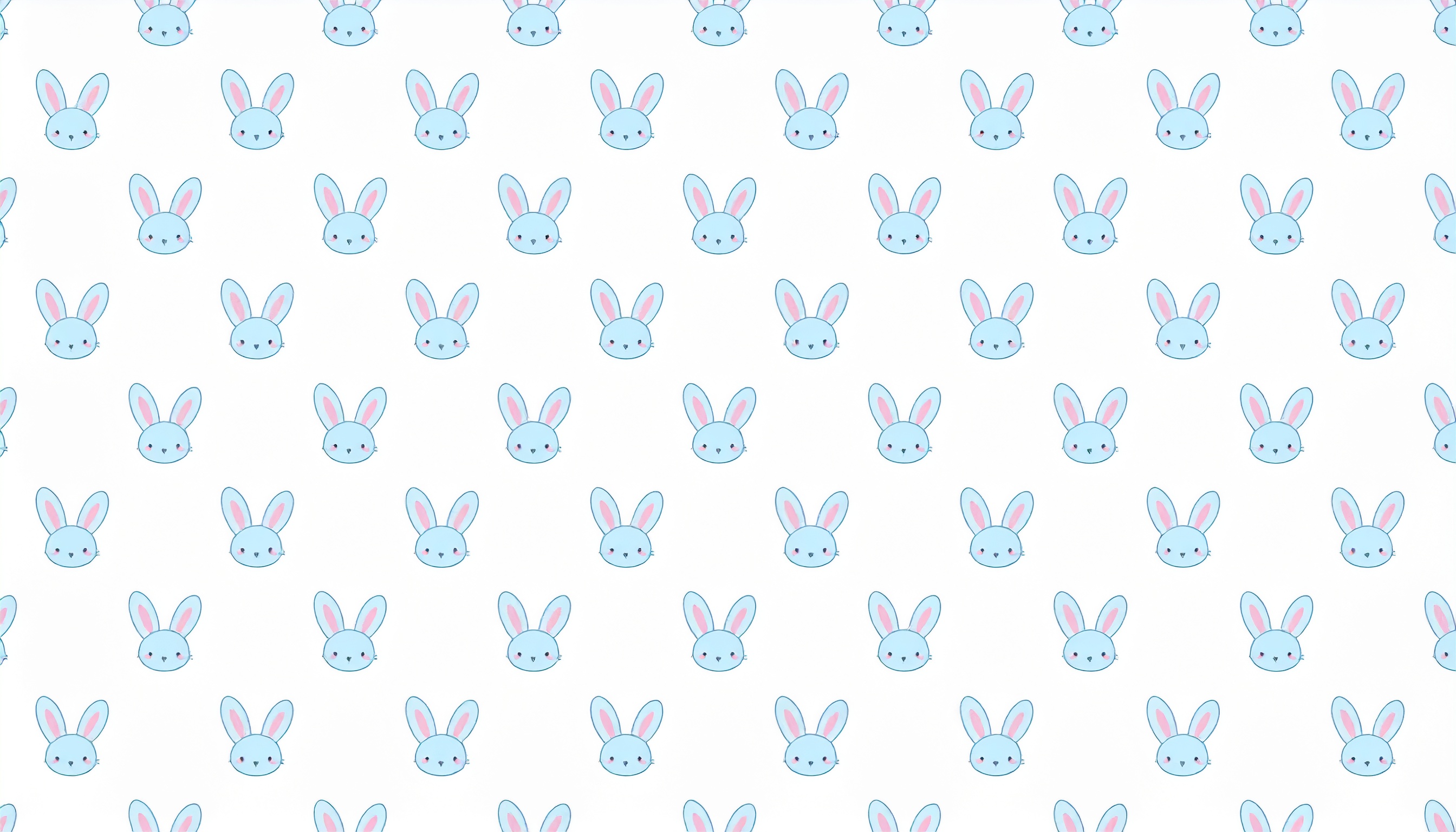 水色のウサギがかわいい白背景イラスト