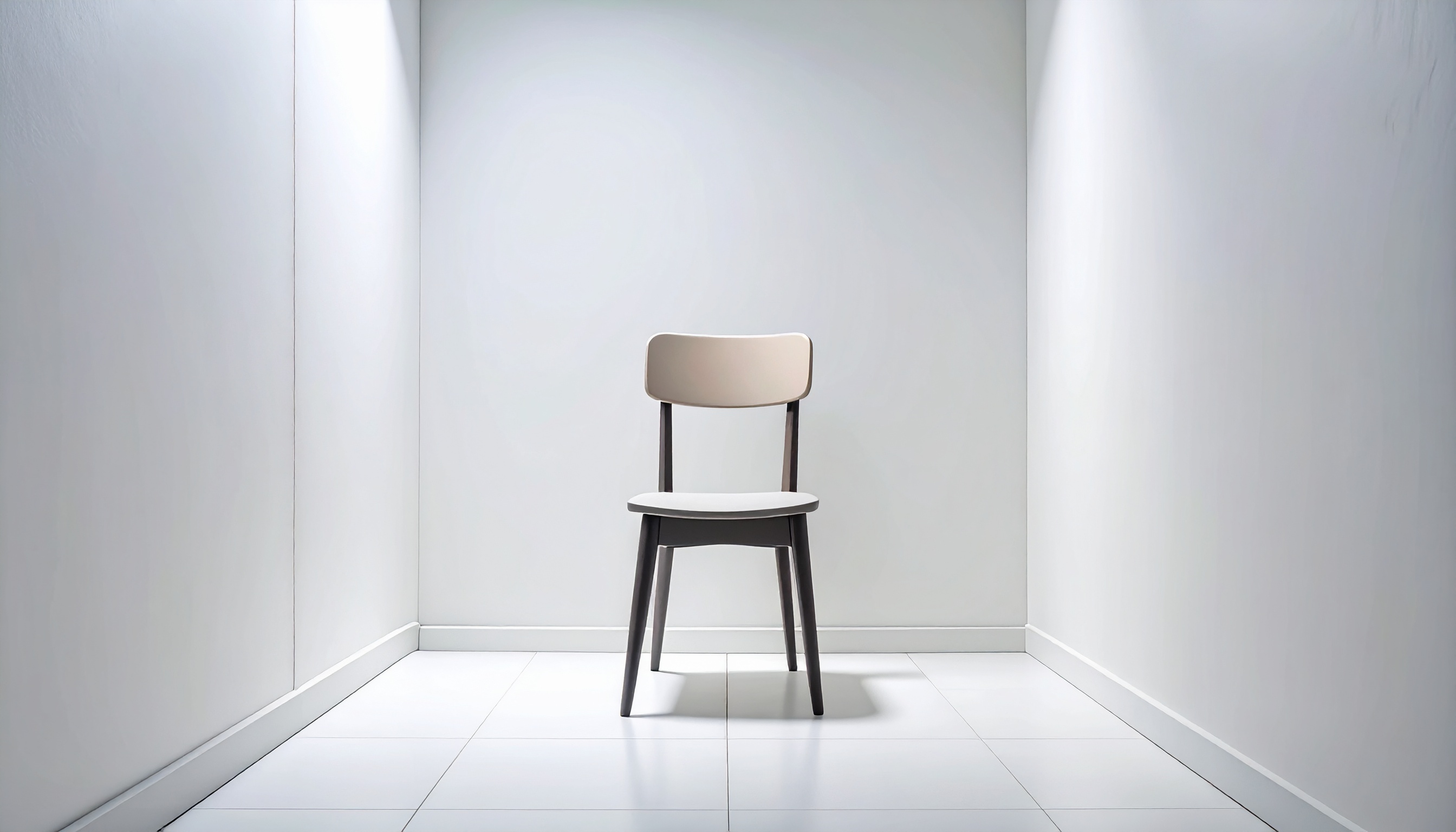 白い狭い部屋にイスがある背景フリー素材