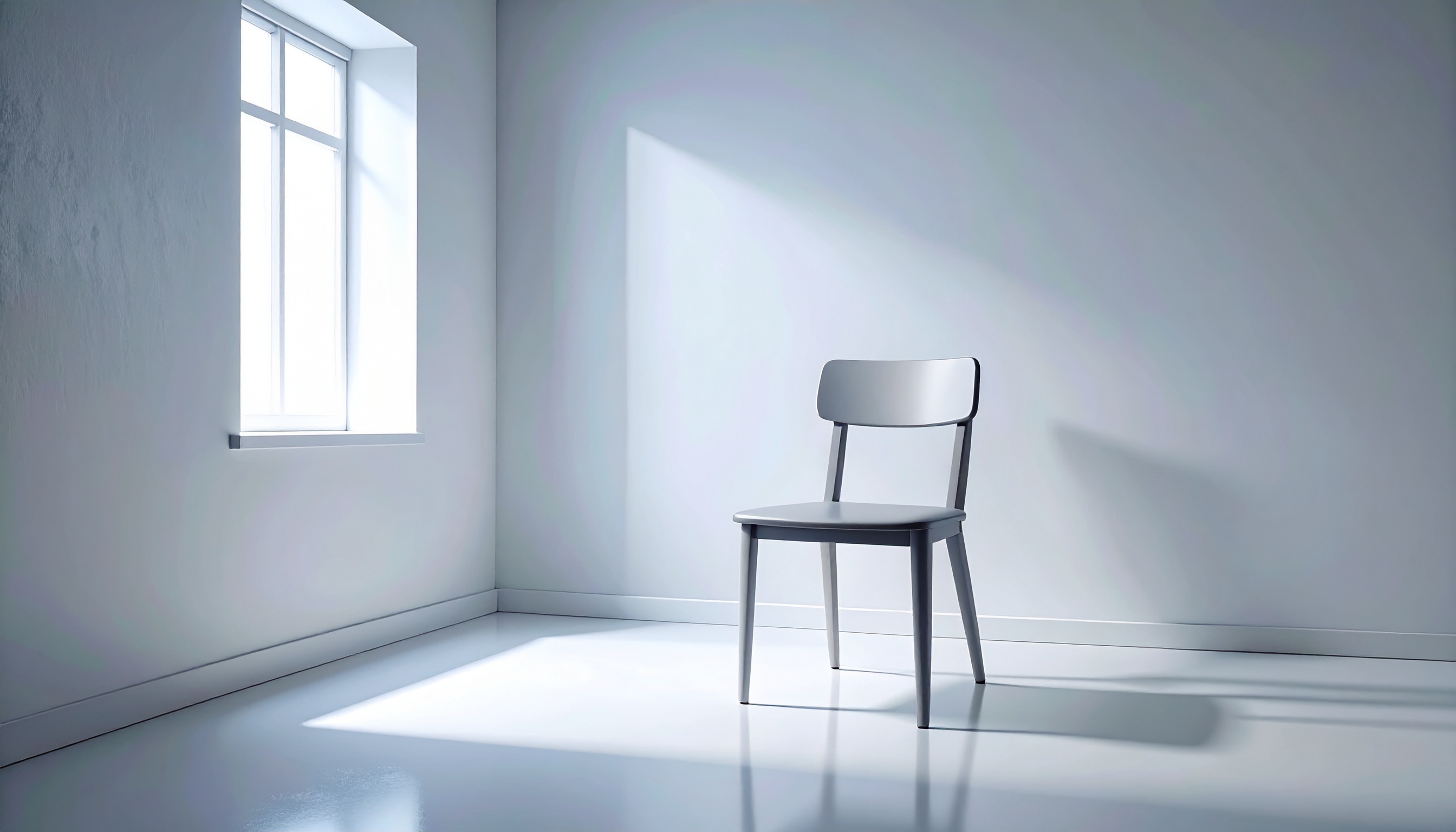 白い部屋にイスと窓がある背景フリー素材