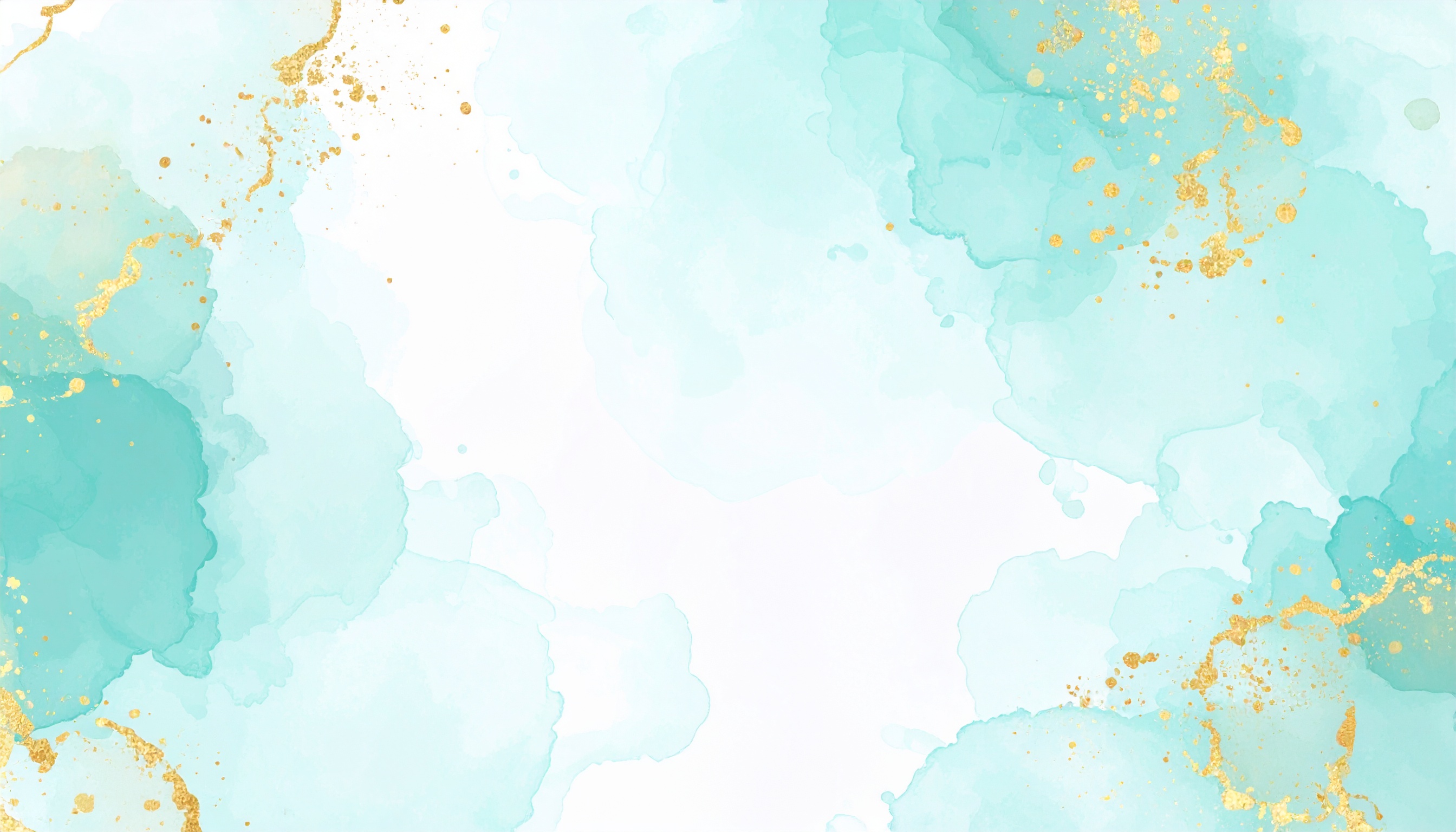 淡い水彩の金粉がおしゃれな背景イラスト（青緑色）