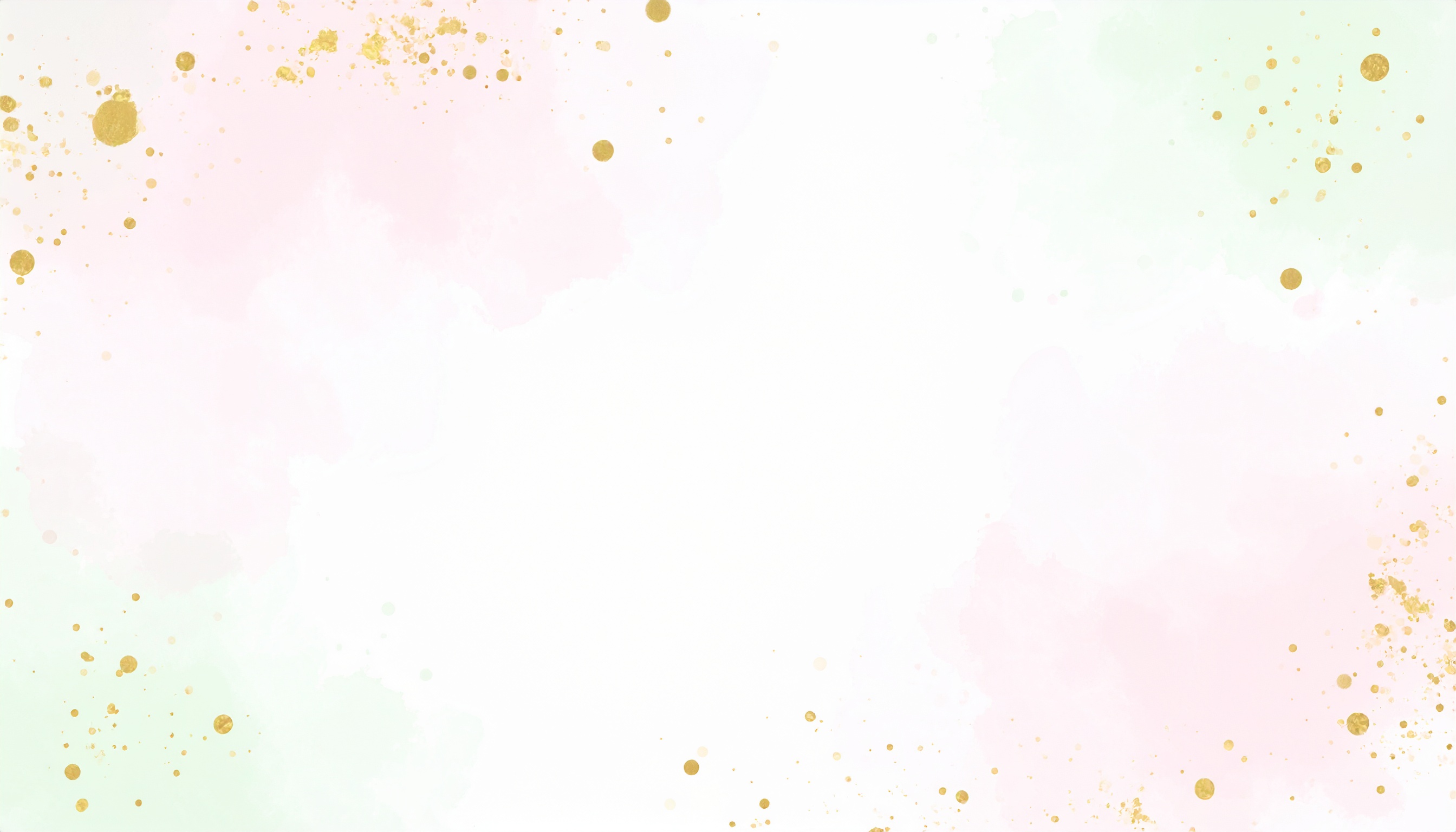 淡い水彩の金粉がおしゃれな背景イラスト（ピンク・緑）