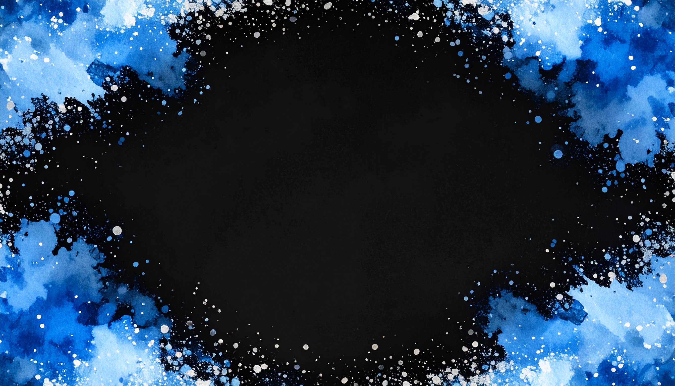 青と銀のおしゃれな黒色水彩背景イラスト