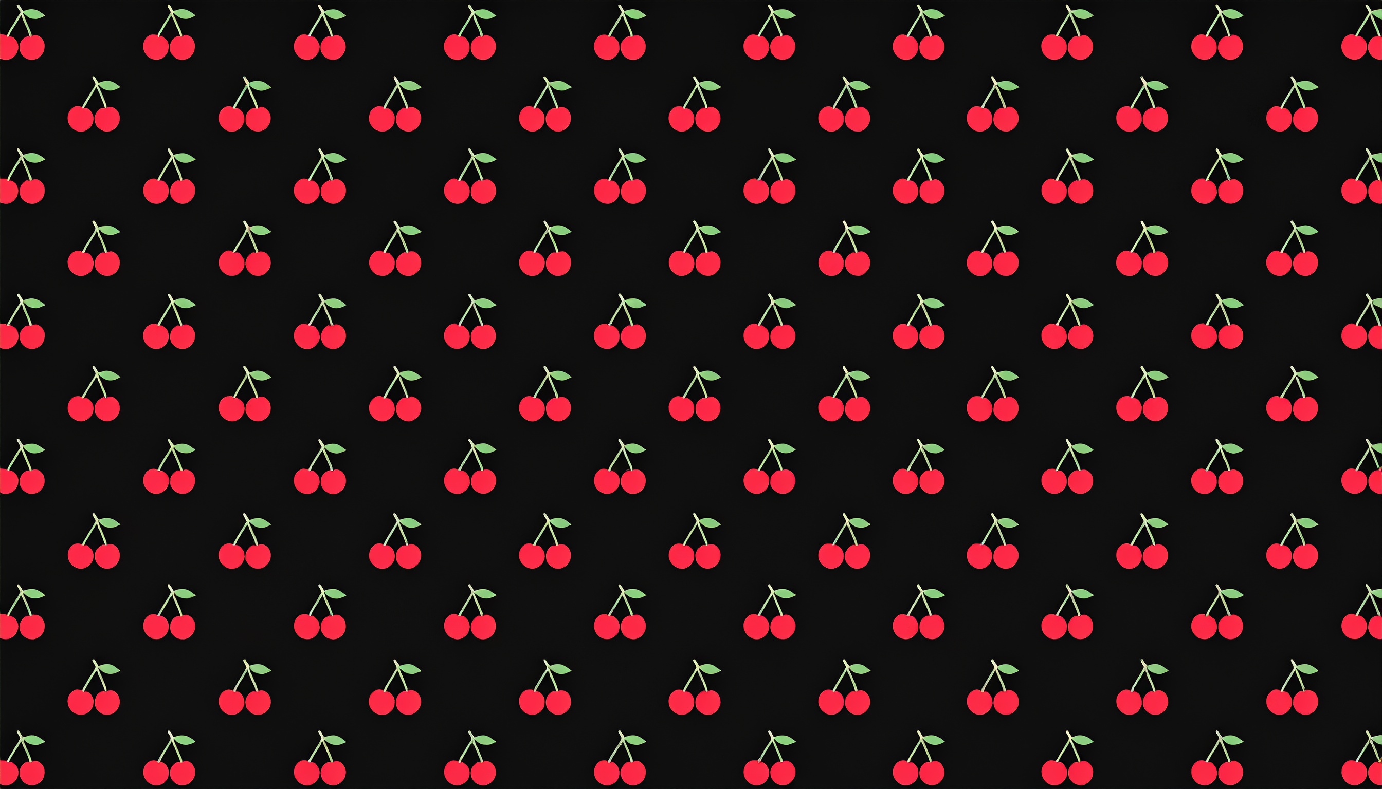 さくらんぼのパターン黒背景画像