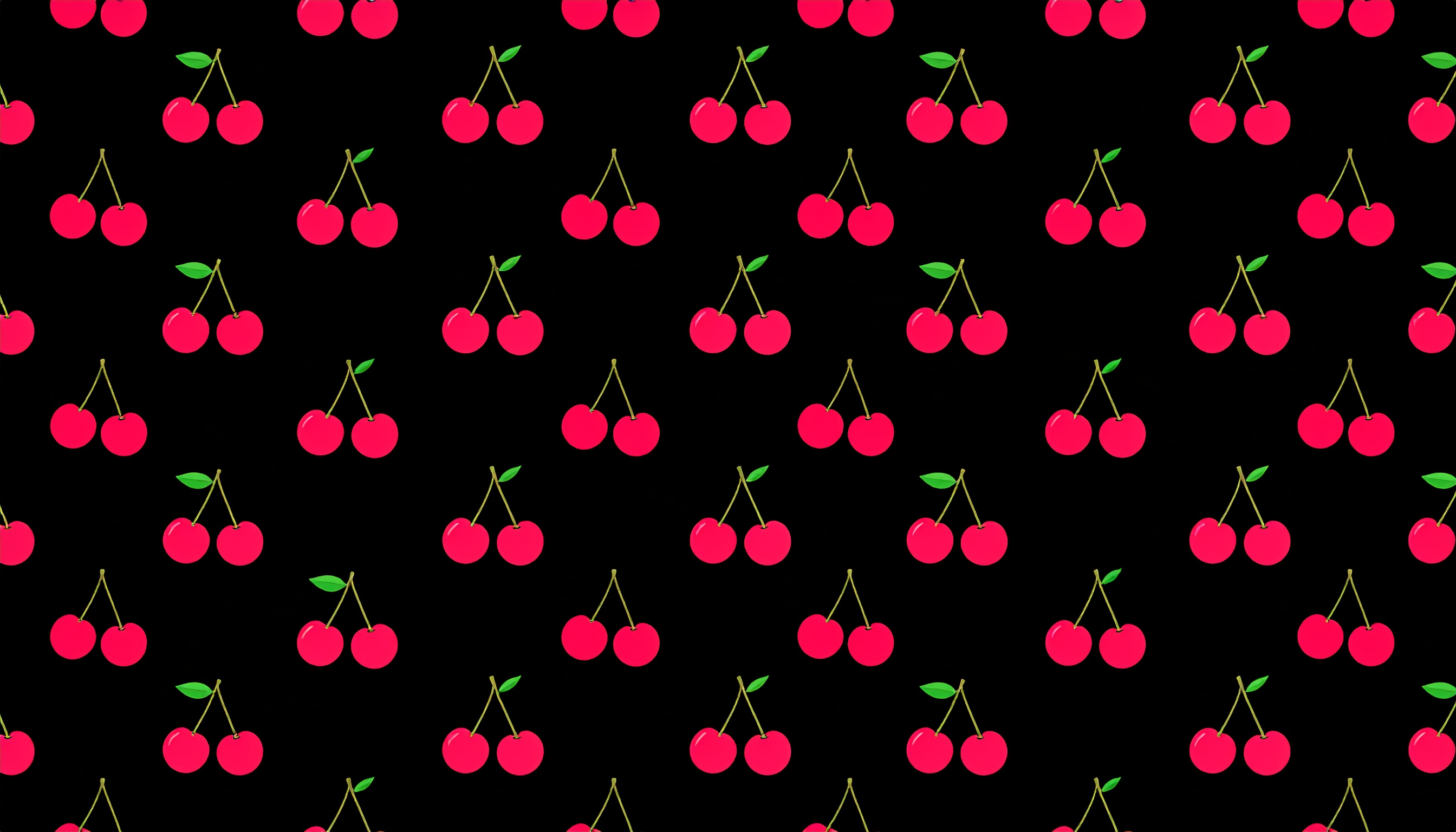 さくらんぼのパターン黒背景画像