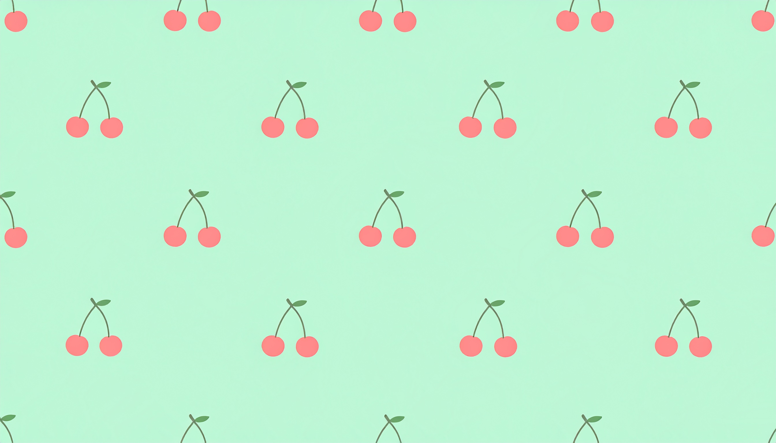 さくらんぼのパターンの緑背景イラスト