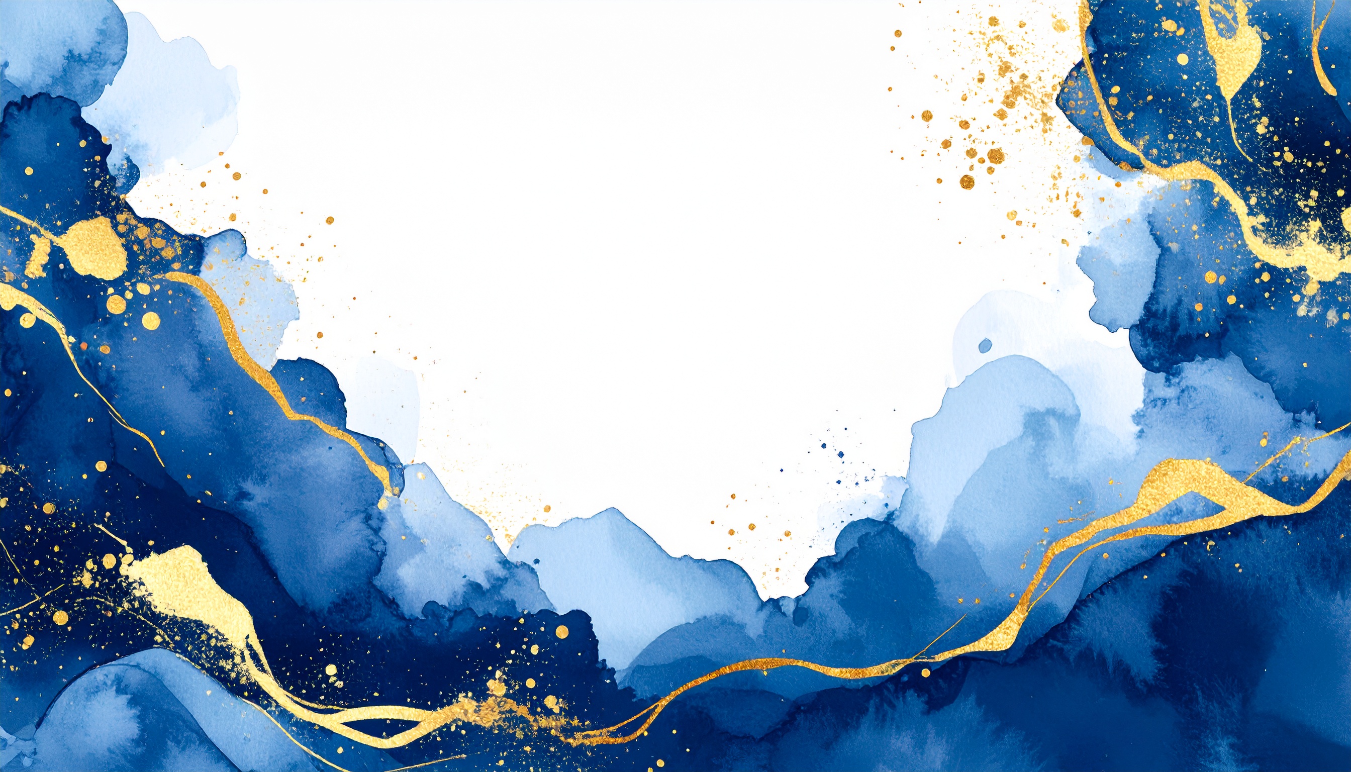 ネイビーとゴールドのおしゃれな白色水彩背景イラスト