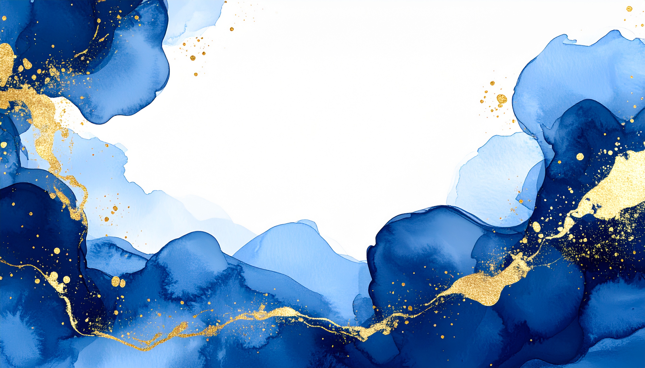 紺色と金のおしゃれな白色水彩背景イラスト
