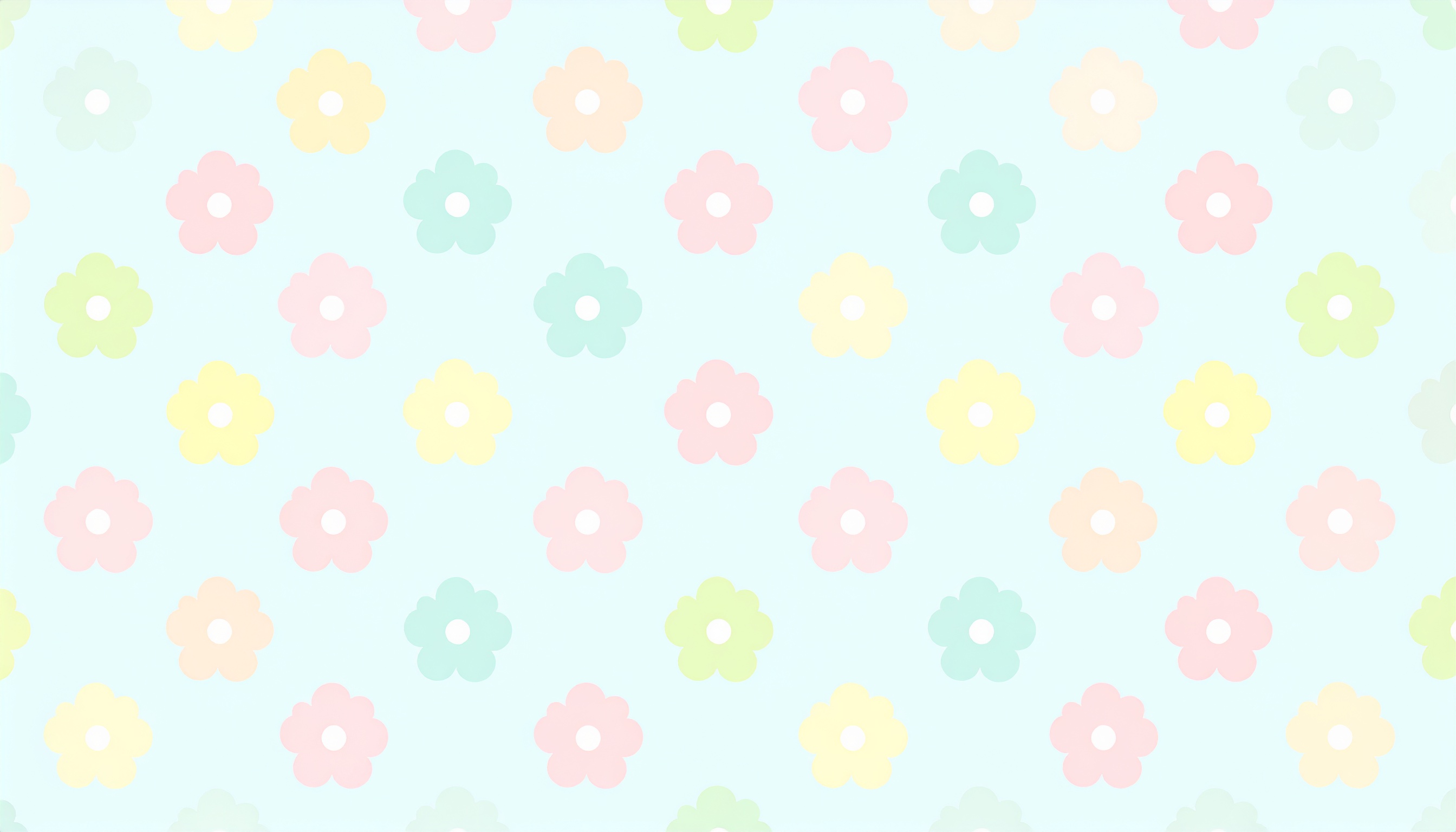 パステルカラーの花のかわいい水色背景イラスト