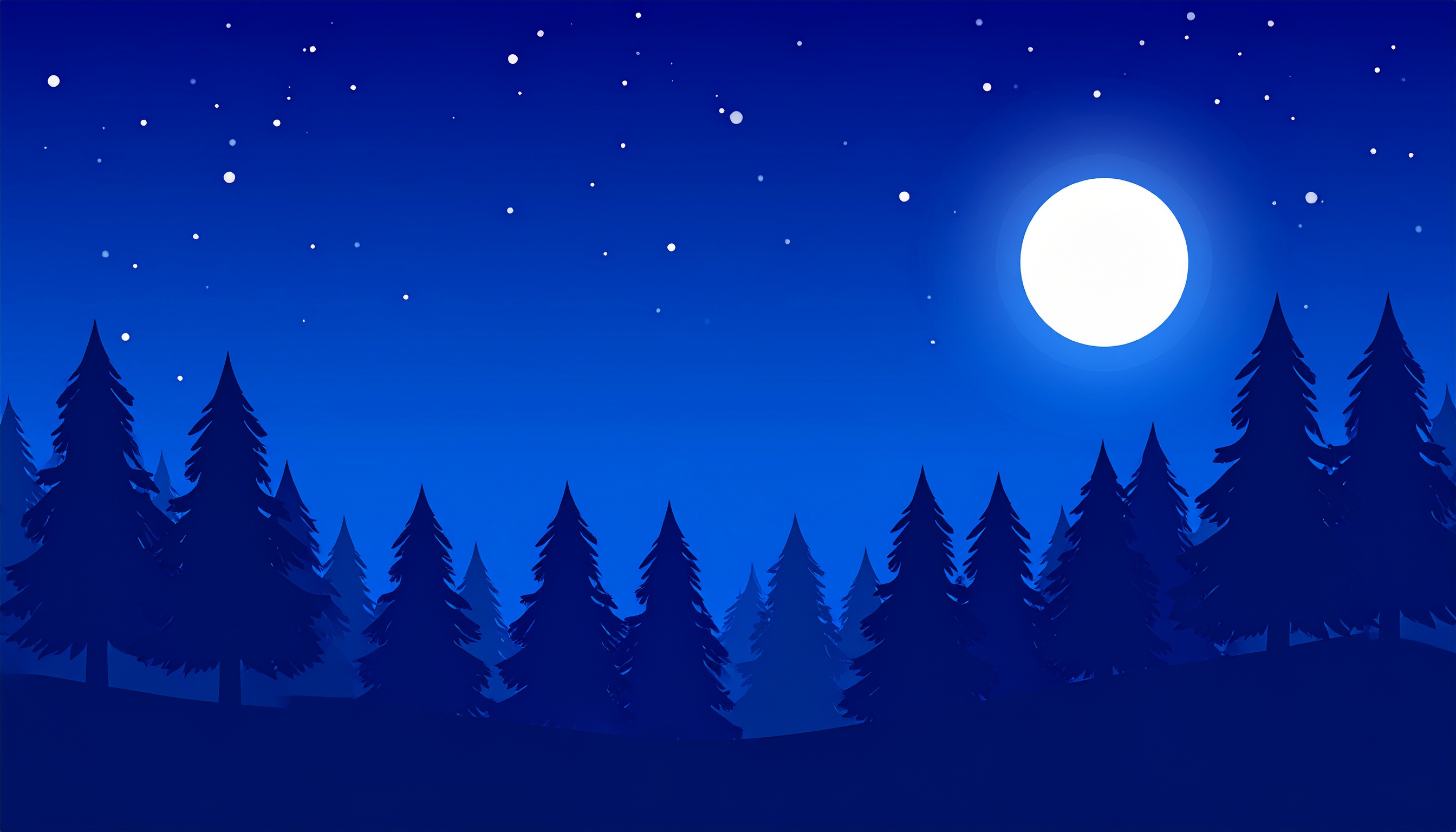 夜の森と月のシンプルな背景イラスト