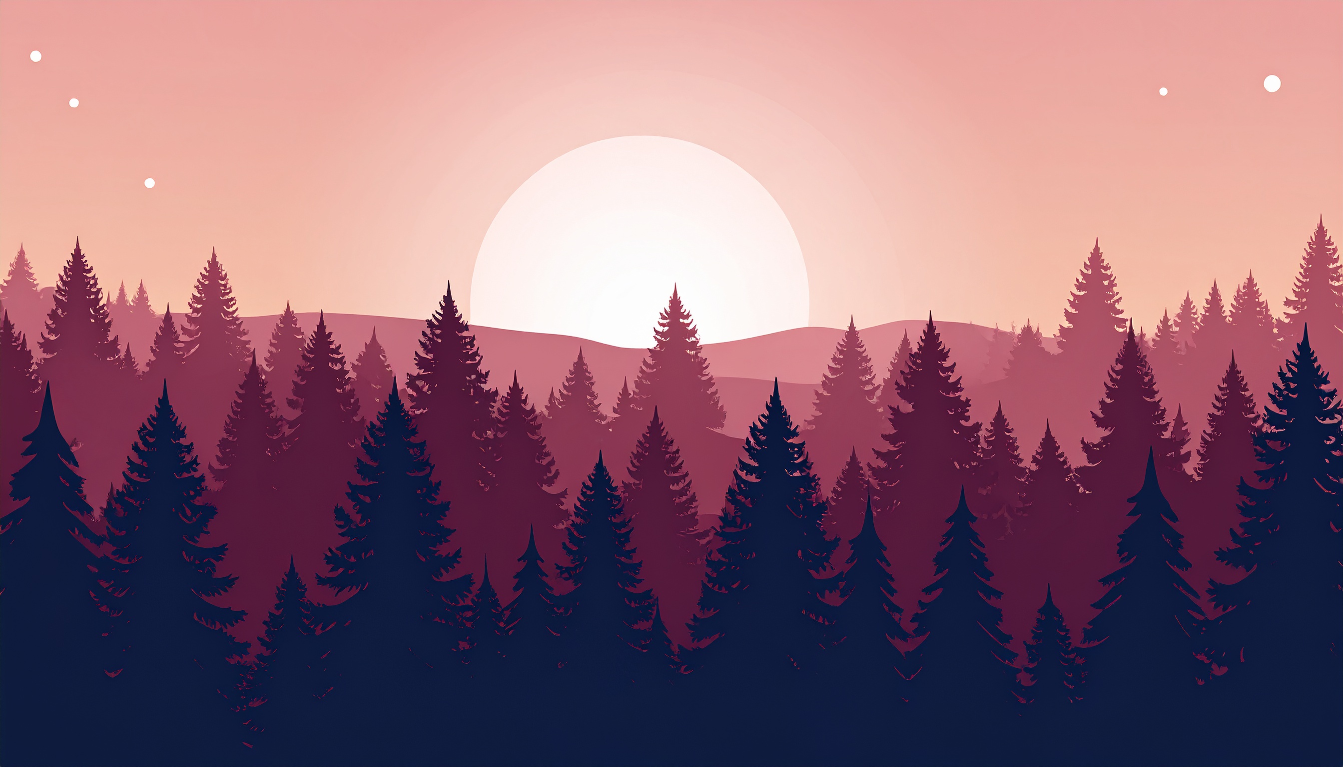 夕方の森のシンプルな背景イラスト
