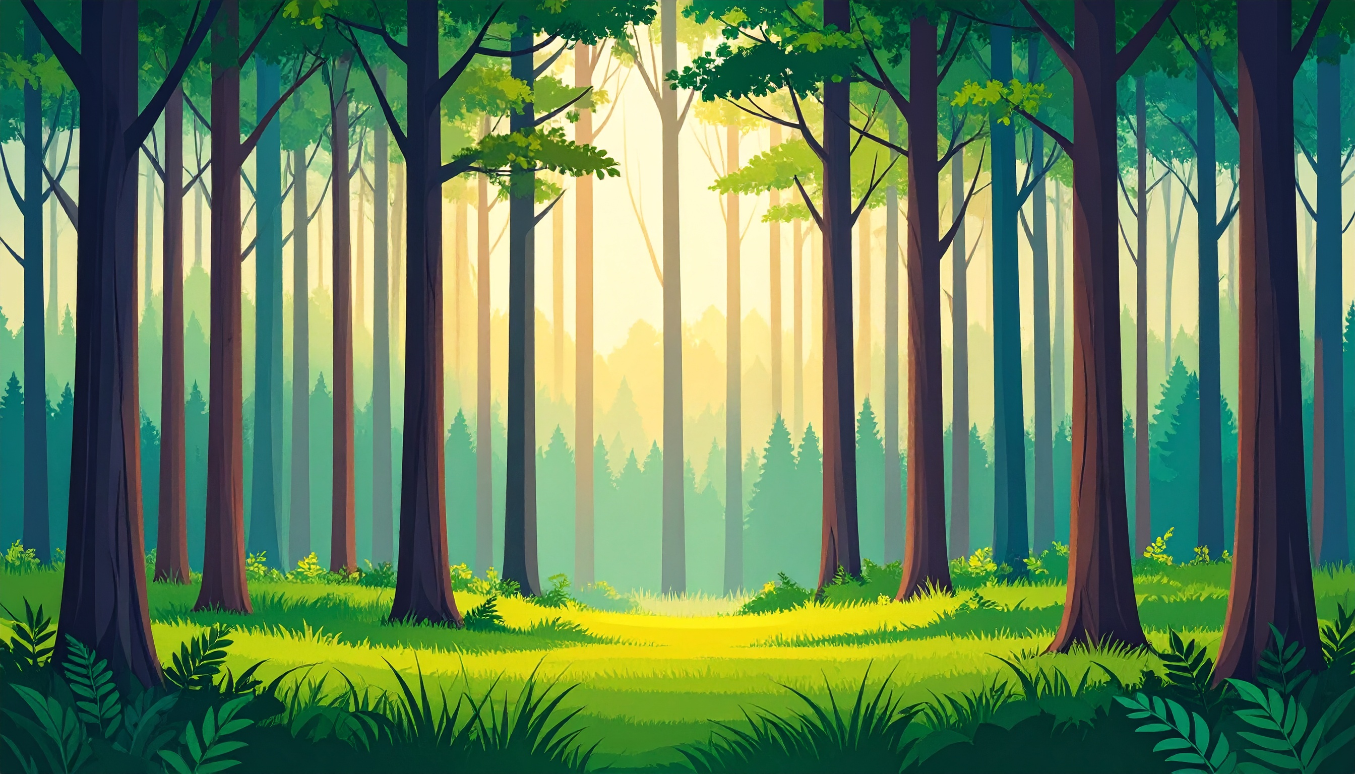森の木々の背景イラスト