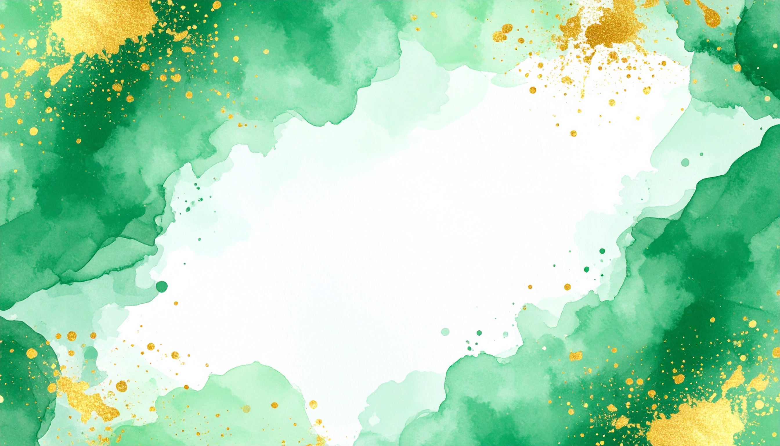 緑と金のおしゃれな白色水彩背景イラスト