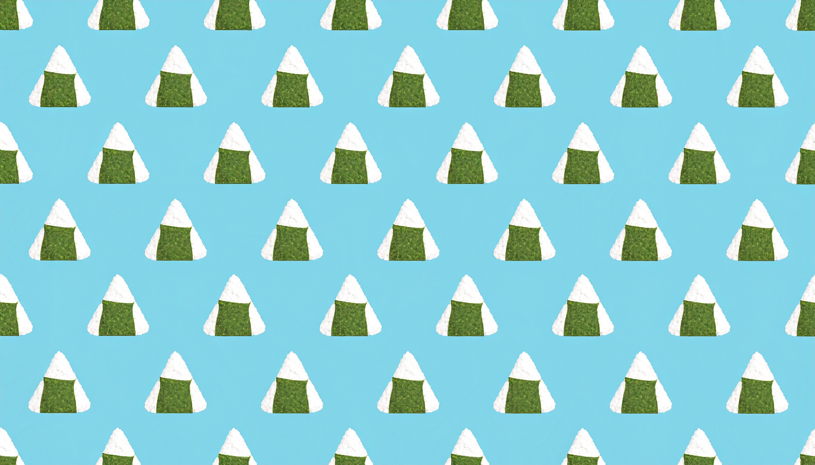 三角おにぎりの背景イラスト（水色）