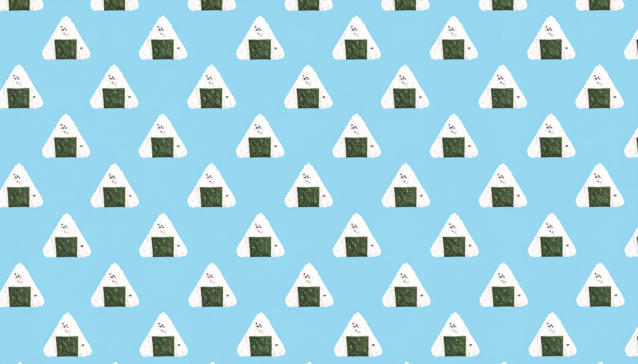 おにぎりのパターン背景イラスト（水色）