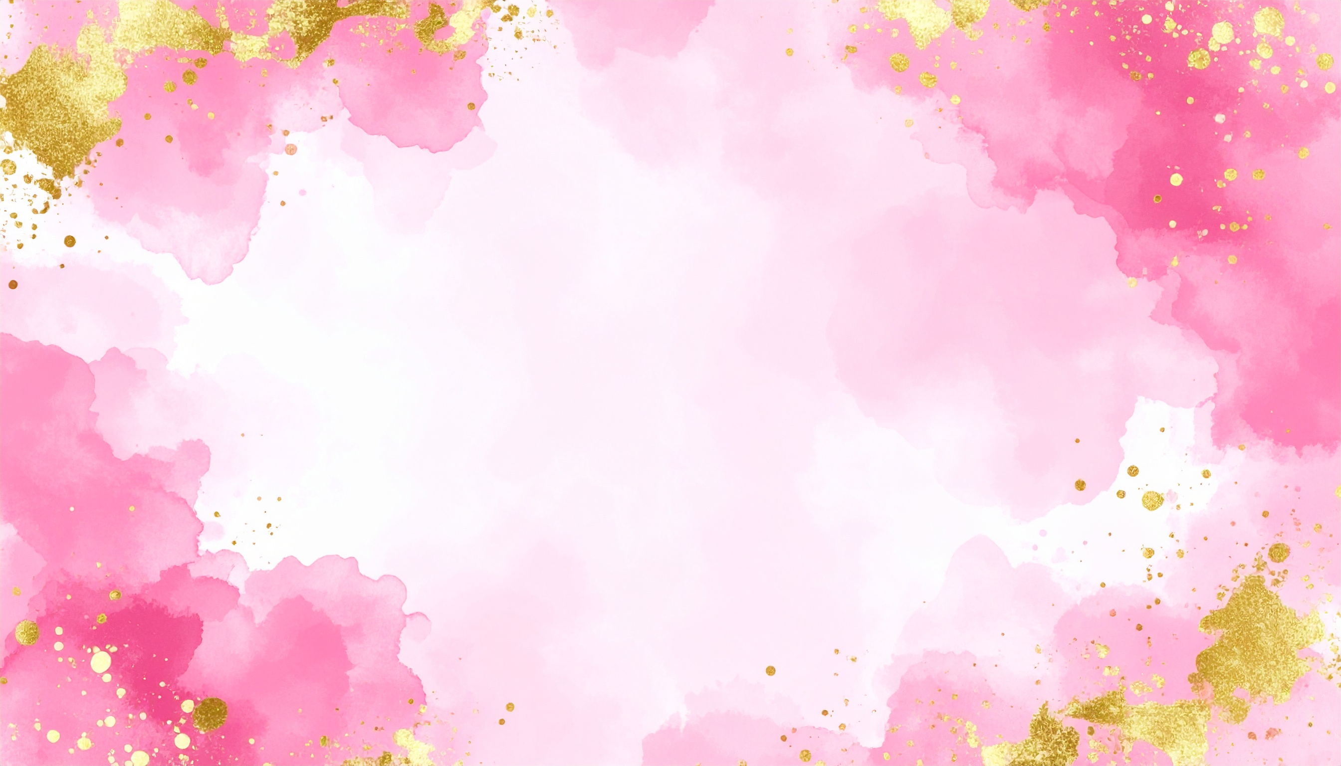 ピンクと金のおしゃれな白色水彩背景イラスト