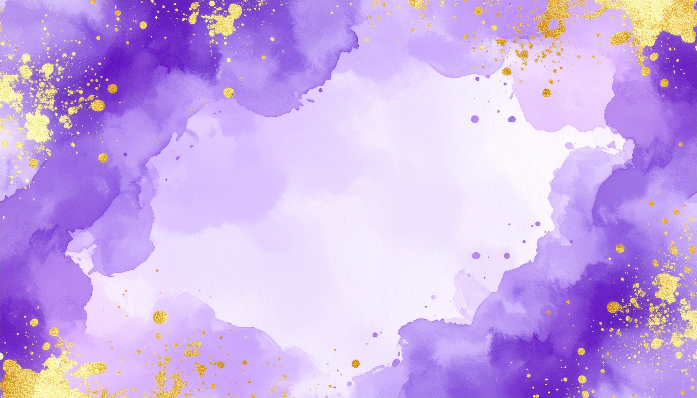パープルとゴールドのおしゃれな白色水彩背景イラスト