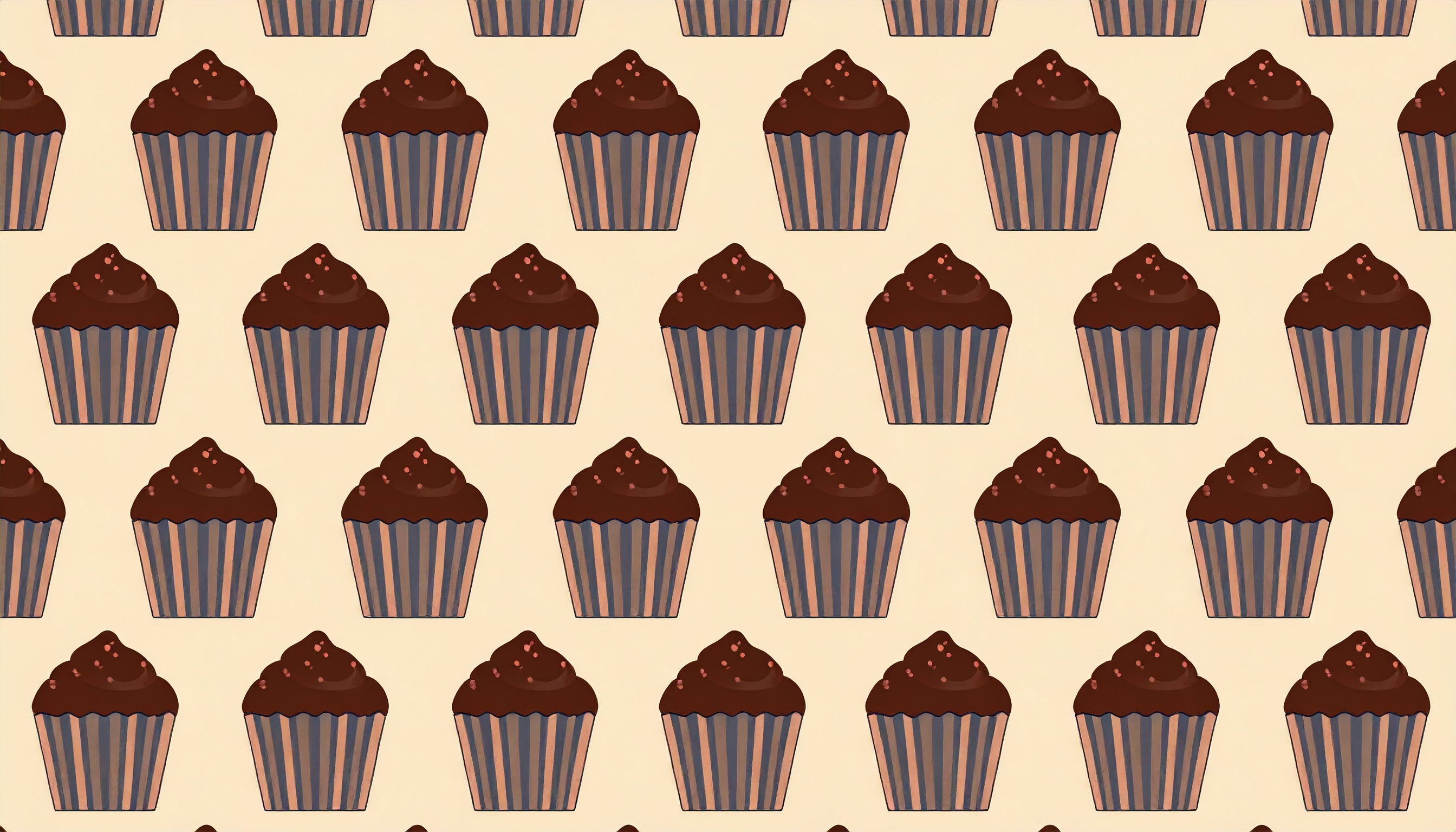 チョコのカップケーキのかわいい黄色背景フリー素材