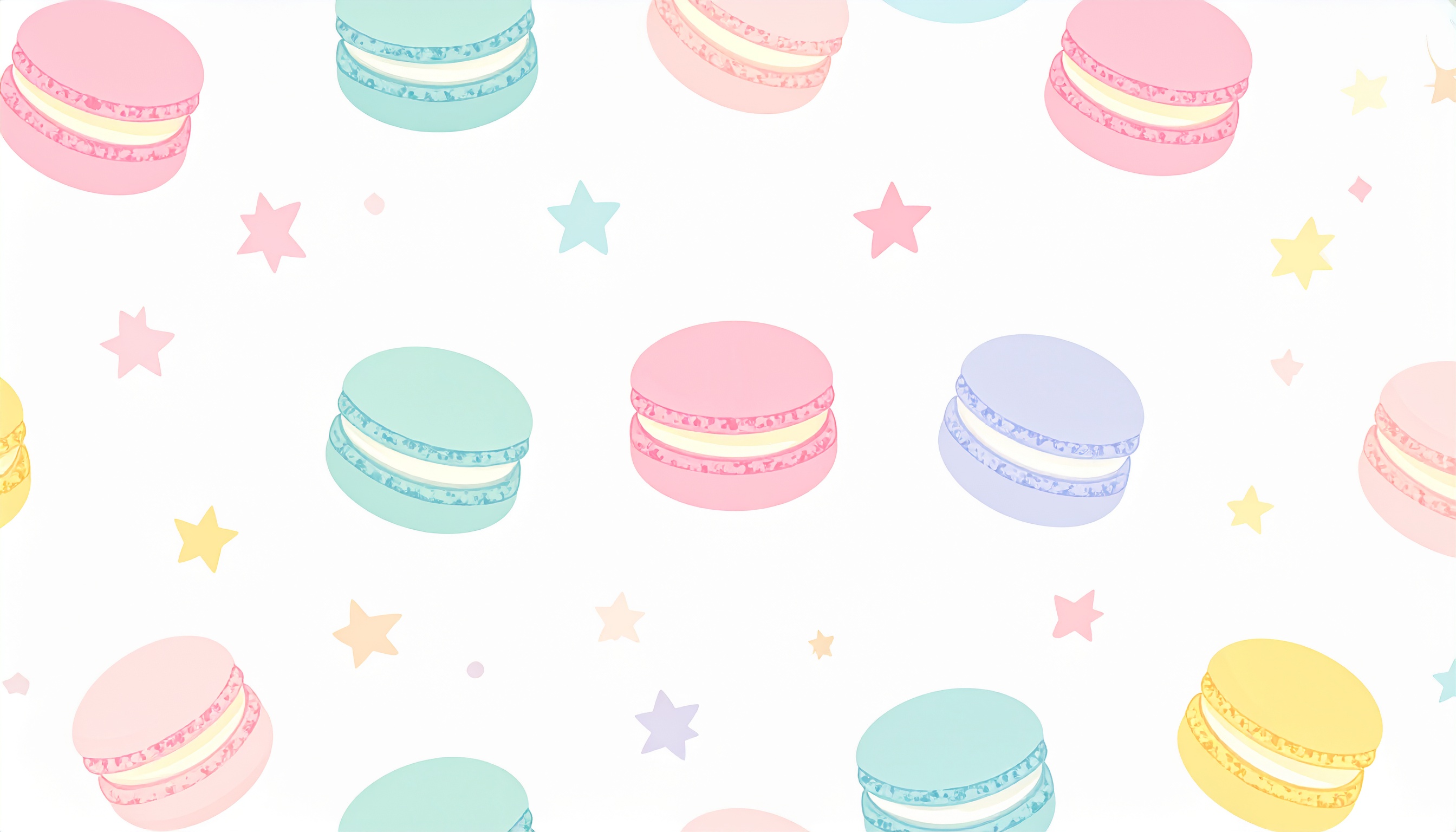 パステルカラーのマカロンのかわいいパターン背景イラスト