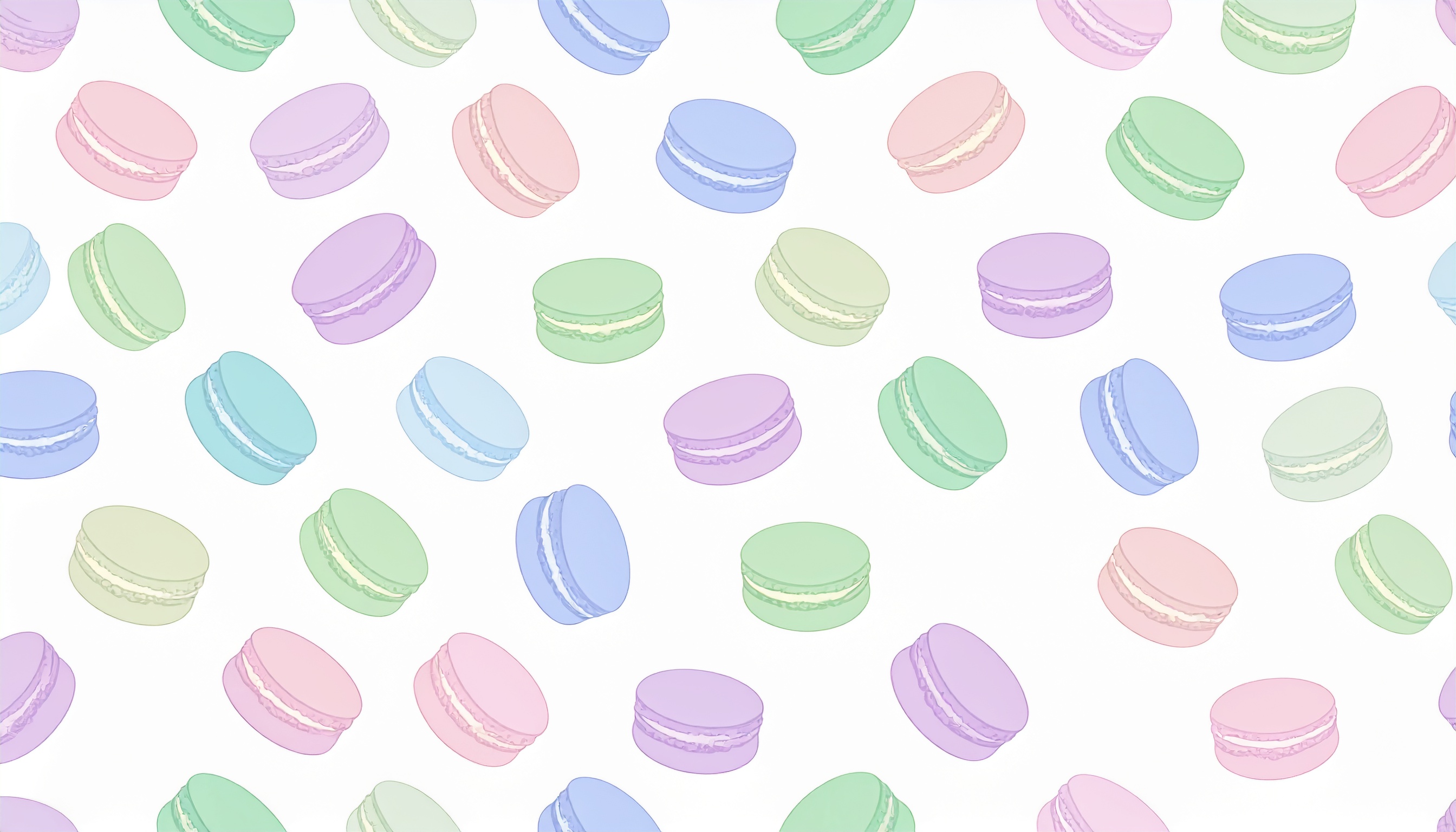 くすみカラーのマカロンのパターン背景イラスト