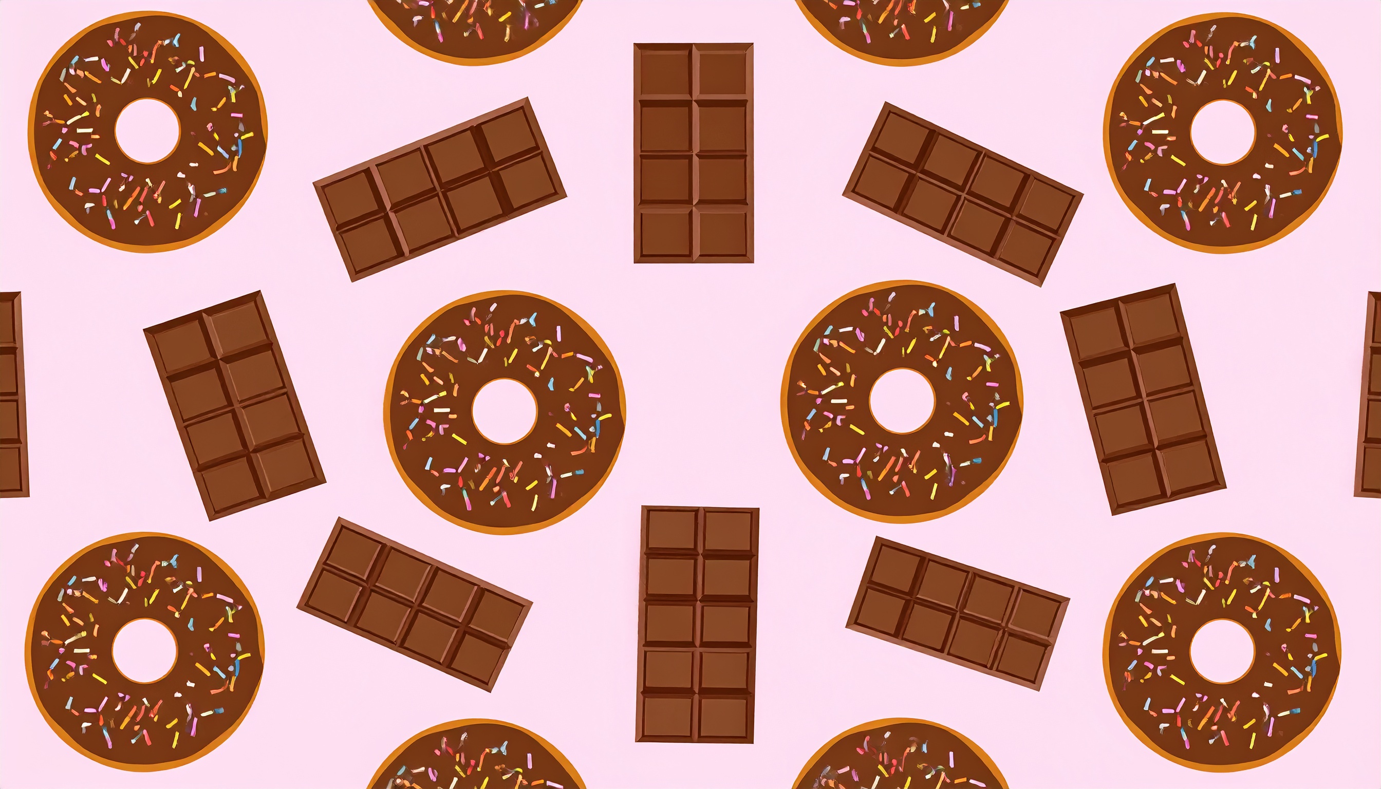 チョコとドーナツの背景フリー素材(ピンク)