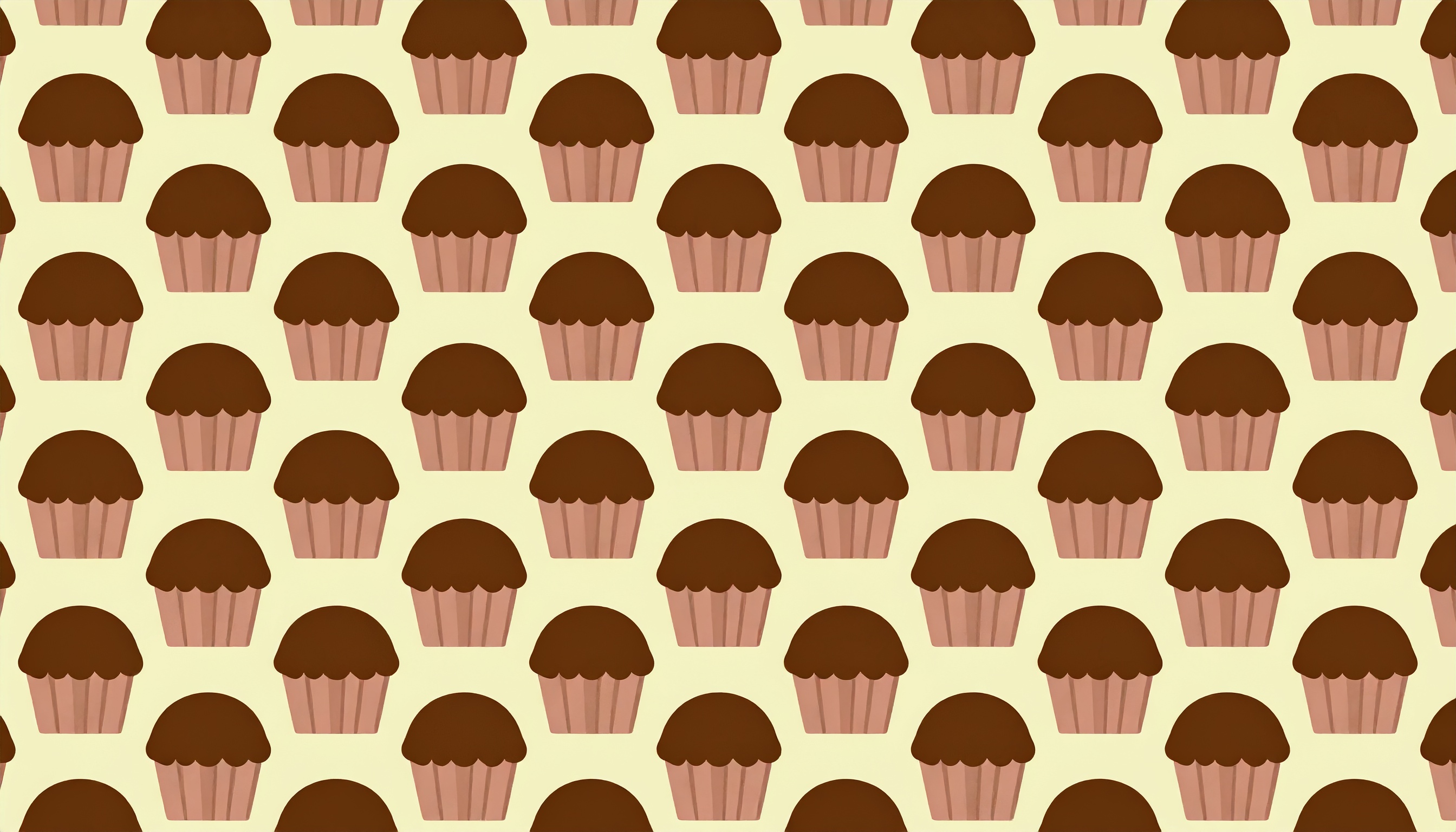 ココアカップケーキのかわいい黄色背景フリー素材