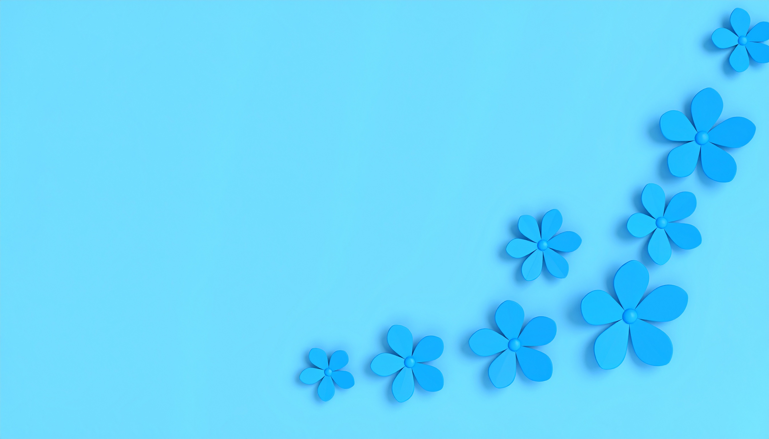 青い花のシンプルな青色背景材